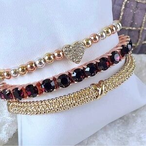 Park Lane Burgundy mini impression bracelet rose gold